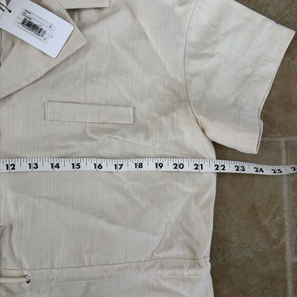 Line And Dot Romper Womens Size Medium Cream Boho Shortalls Short Sleeve NWT - Picture 6 of 7